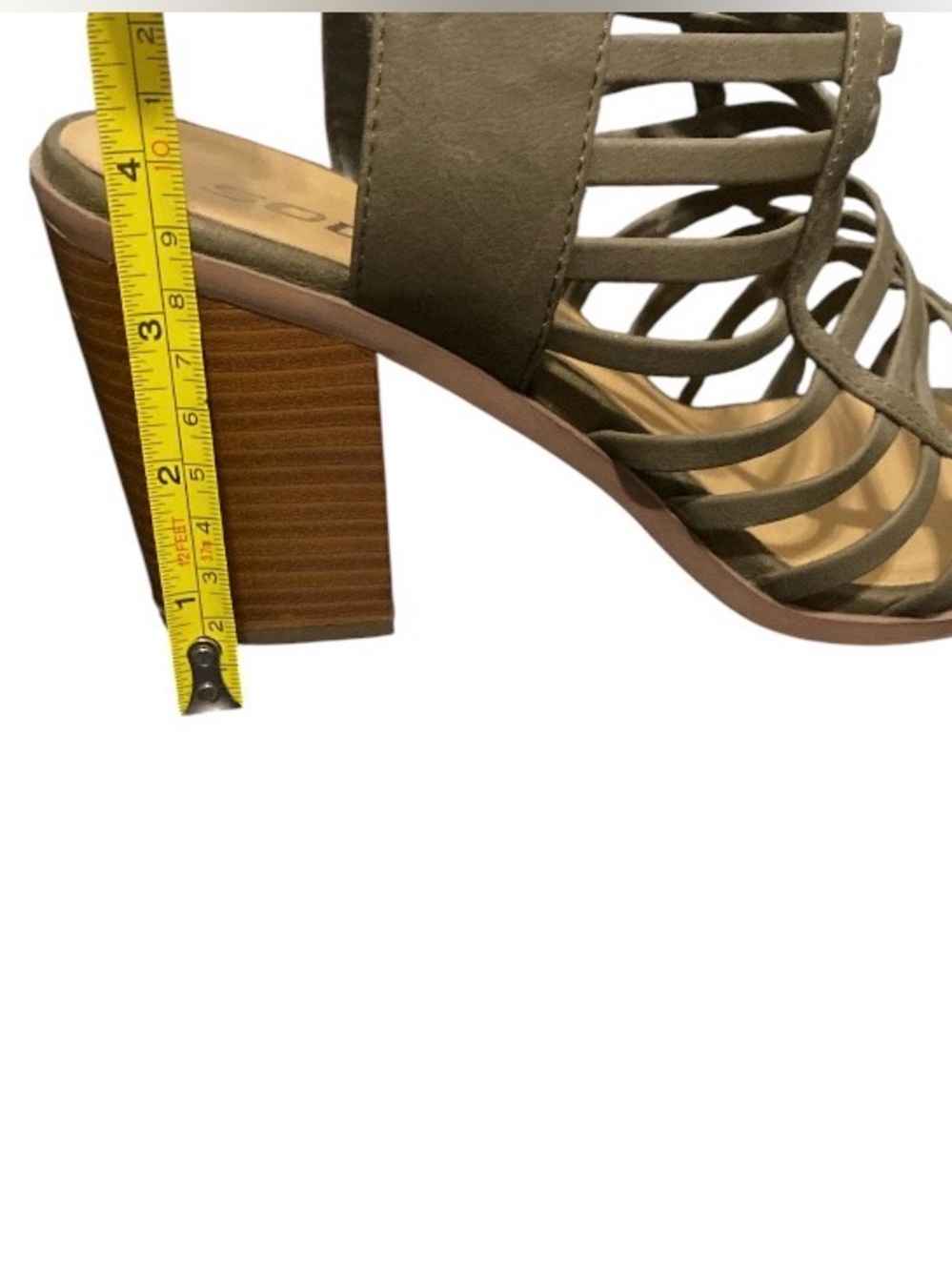Corkys Olive Strappy Block Heel Sandals - Picture 7 of 8